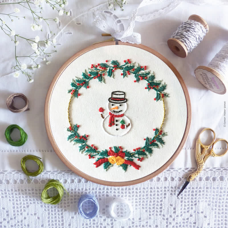 Rubbyoo Embroidery Kit - Christmas Snowman Wreath  - image 7