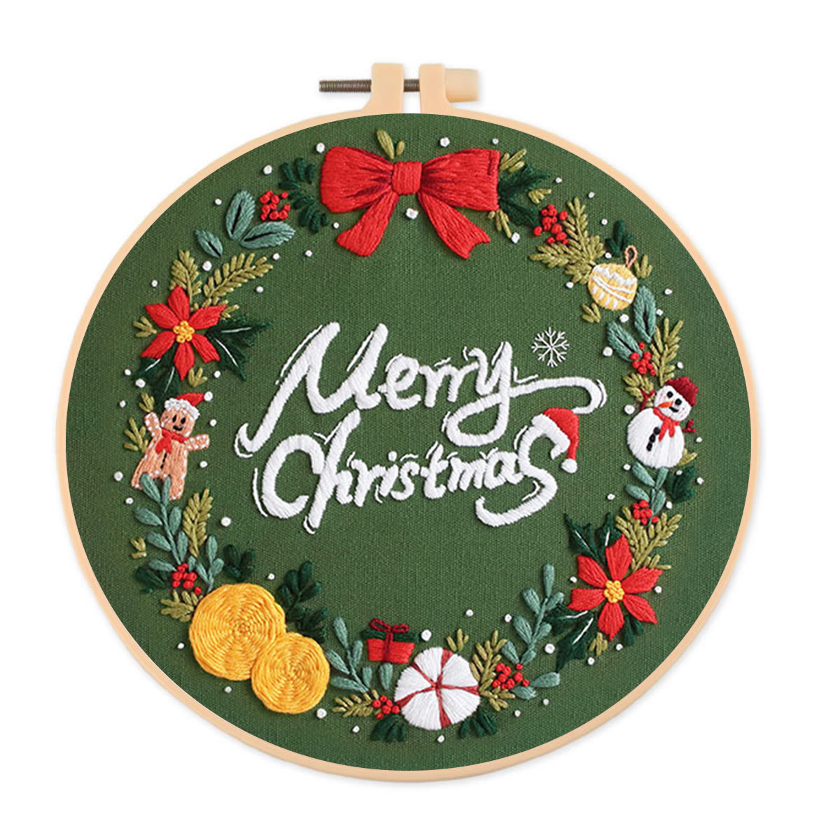 Rubbyoo Embroidery Kit-Snowman Gingerbread Man Wreath  - image 1