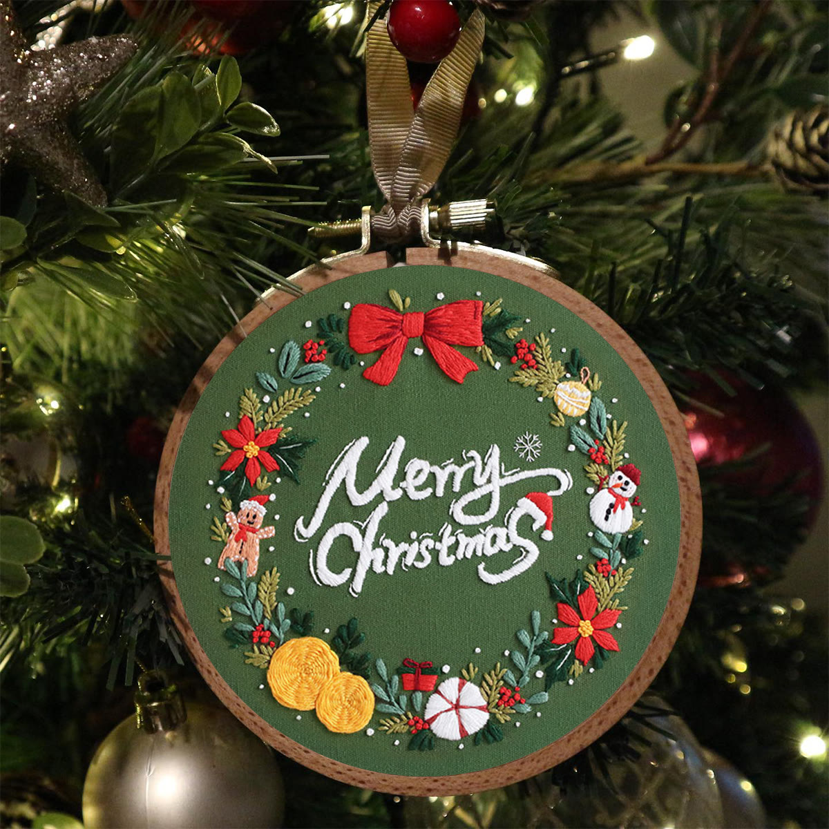 Rubbyoo Embroidery Kit-Snowman Gingerbread Man Wreath  - image 5