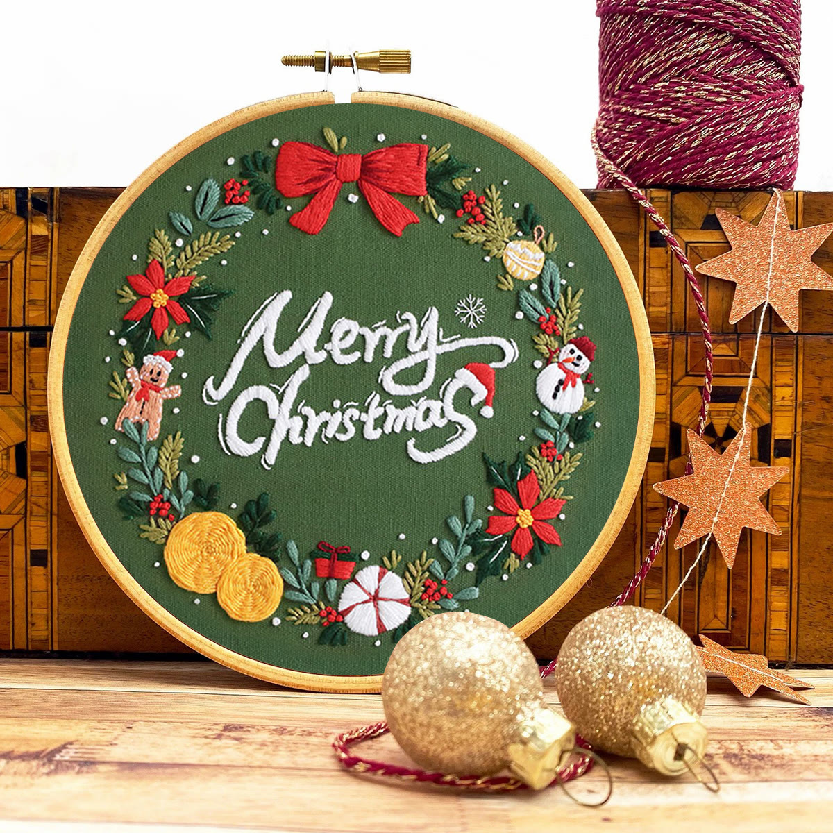 Rubbyoo Embroidery Kit-Snowman Gingerbread Man Wreath  - image 9