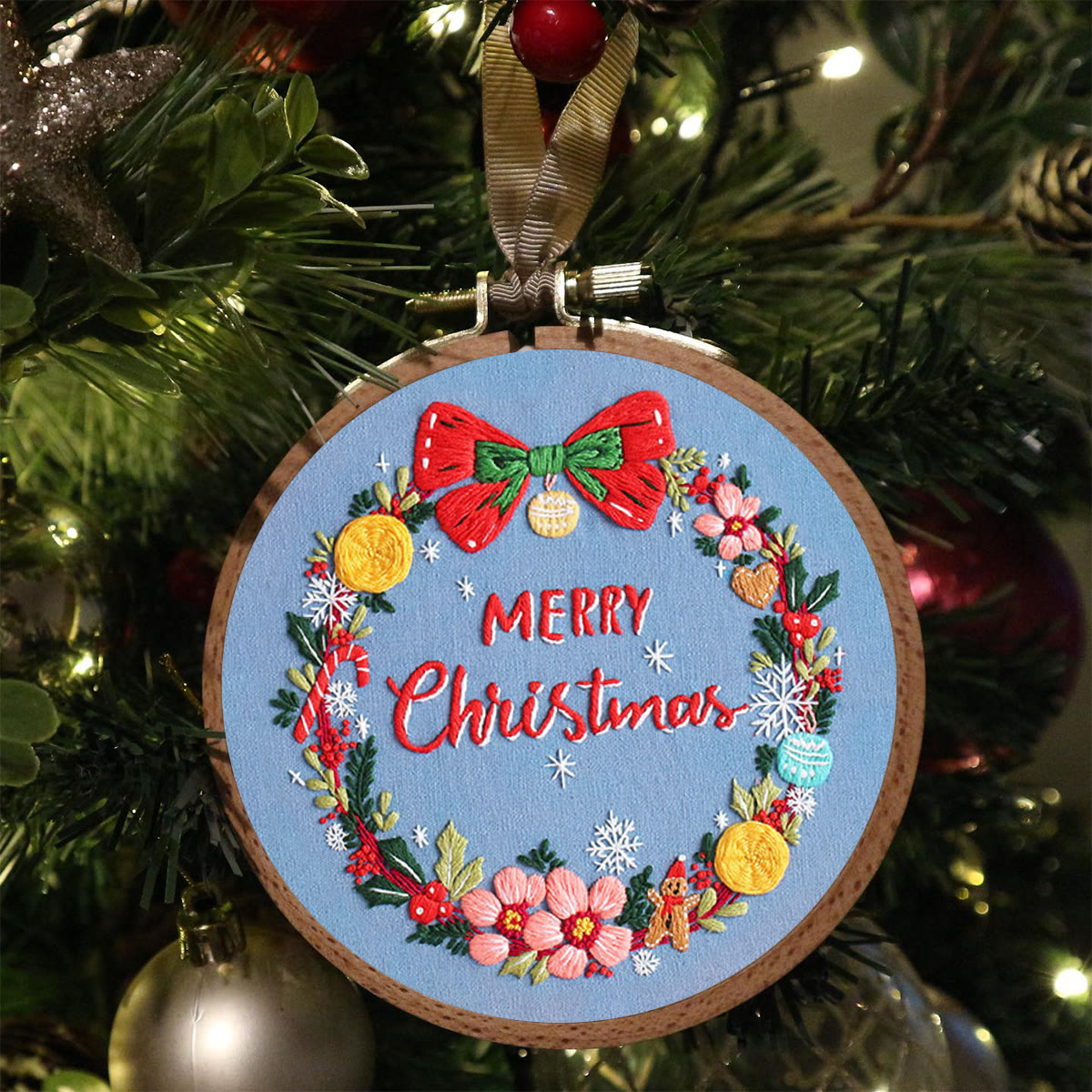 Rubbyoo Embroidery Kit-Christmas Wreath - Blue - image 6