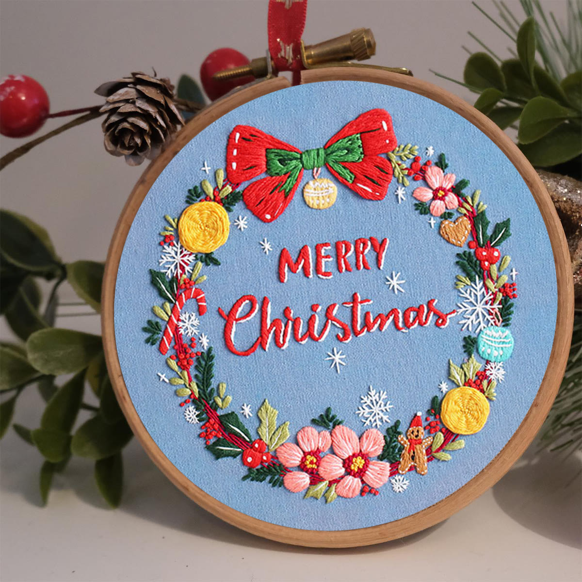 Rubbyoo Embroidery Kit-Christmas Wreath - Blue - image 2