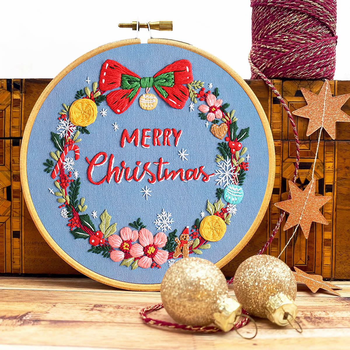 Rubbyoo Embroidery Kit-Christmas Wreath - Blue - image 9