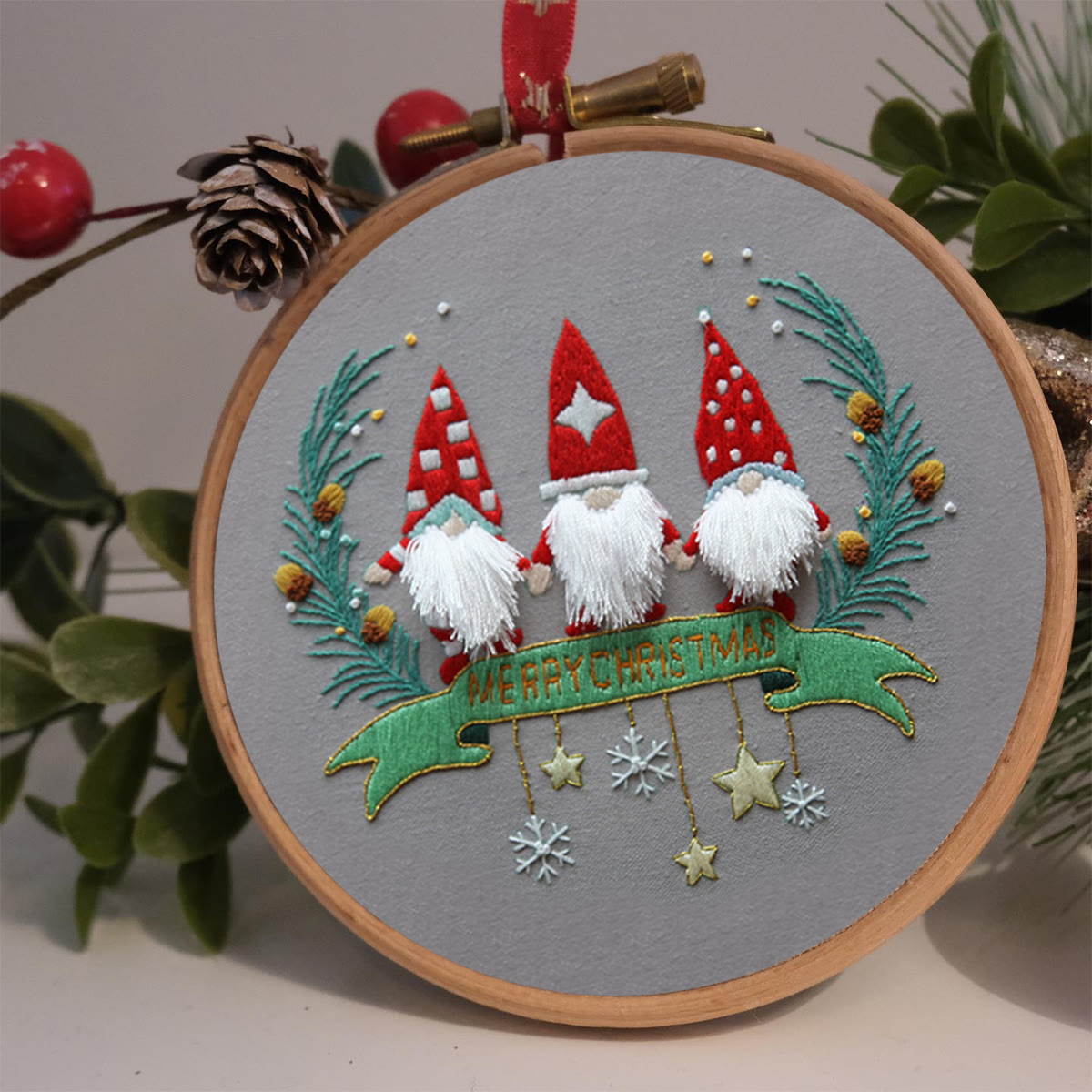 Rubbyoo Embroidery Kit-Three Santa Claus  - image 2