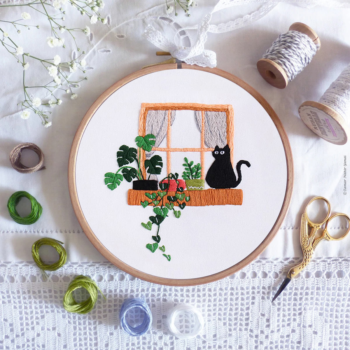 Rubbyoo Embroidery Kit- Black cat on the windowsill - image 8