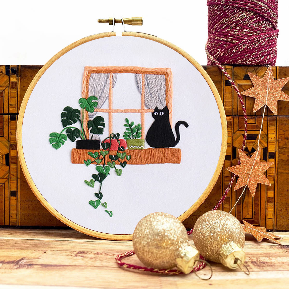 Rubbyoo Embroidery Kit- Black cat on the windowsill - image 9