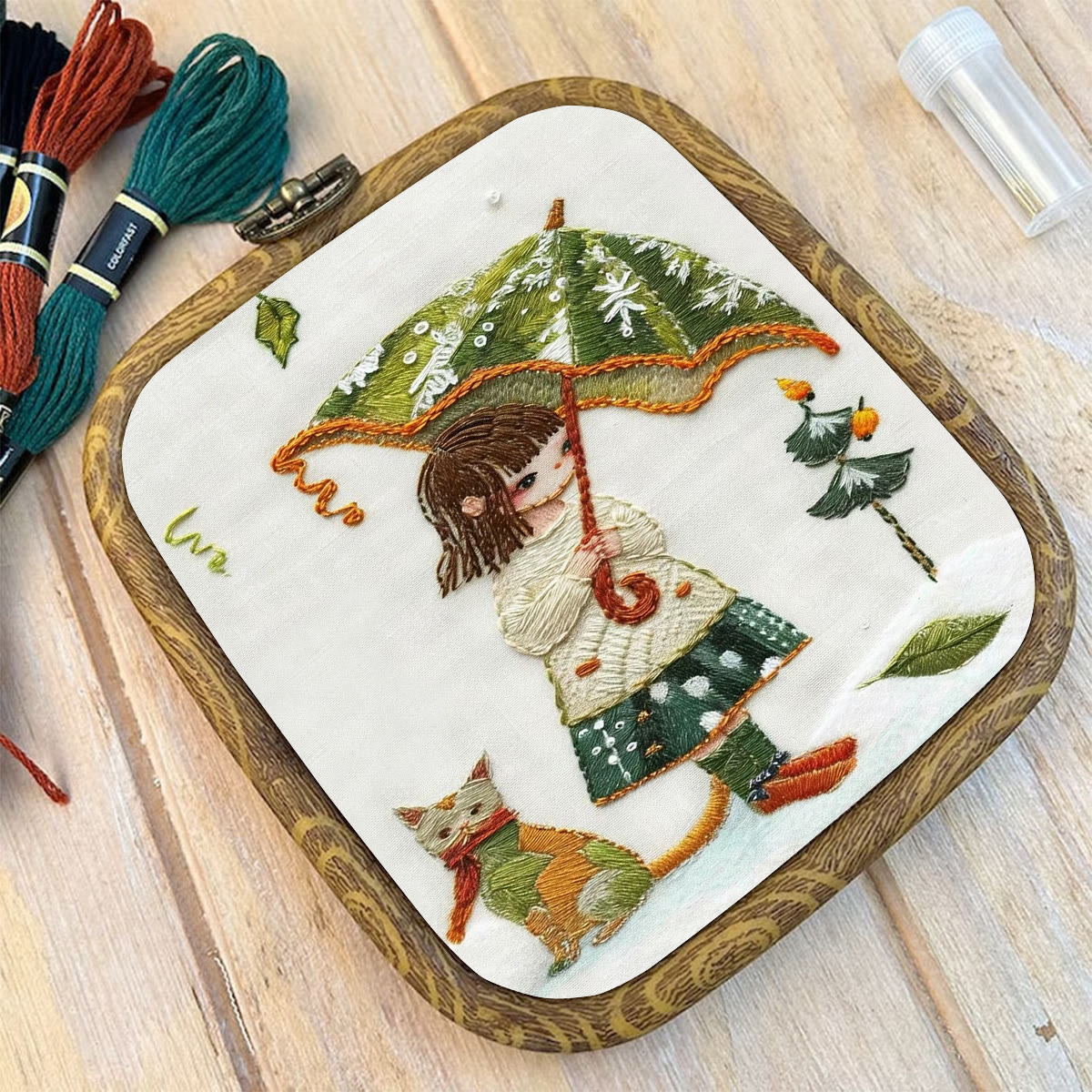 Rubbyoo Embroidery Kit-  Umbrella Holding Girl - image 10