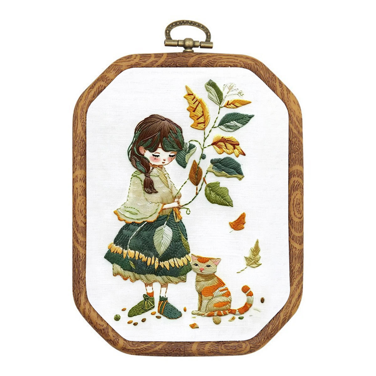 Rubbyoo Embroidery Kit- Leaves Holding Girl - image 1