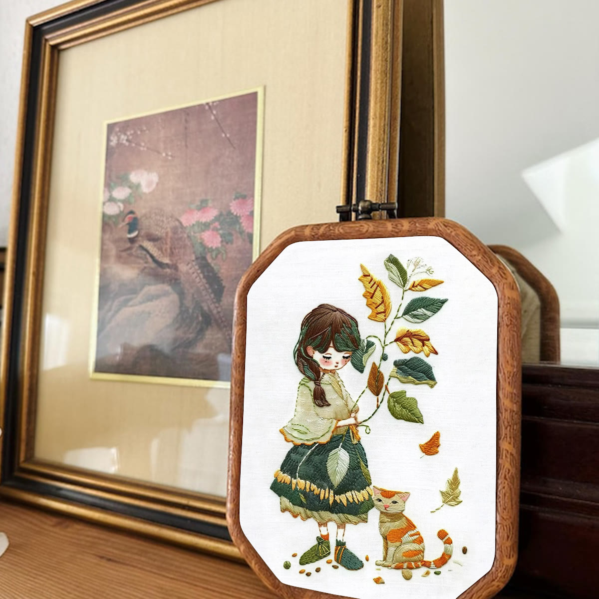 Rubbyoo Embroidery Kit- Leaves Holding Girl - image 3