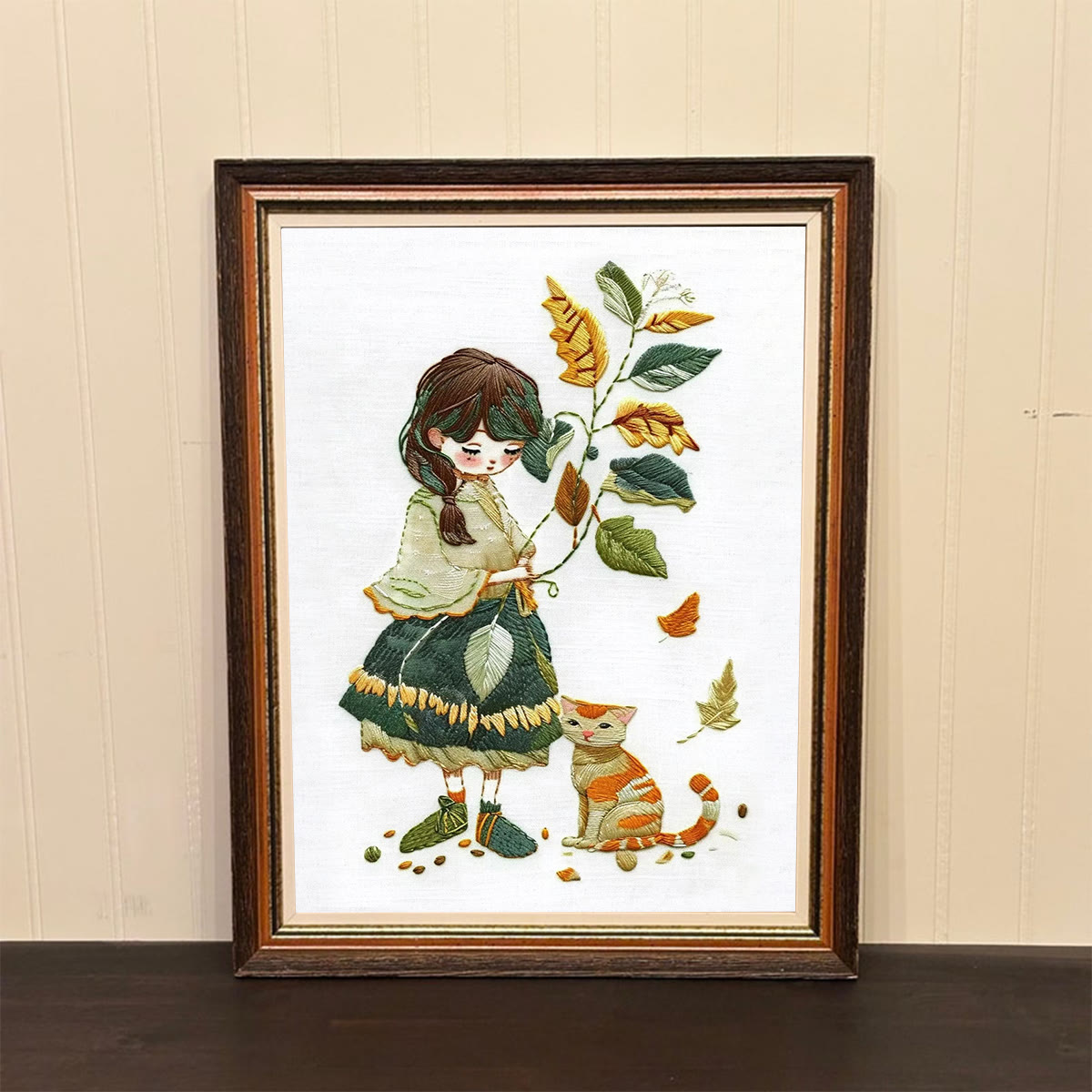 Rubbyoo Embroidery Kit- Leaves Holding Girl - image 2