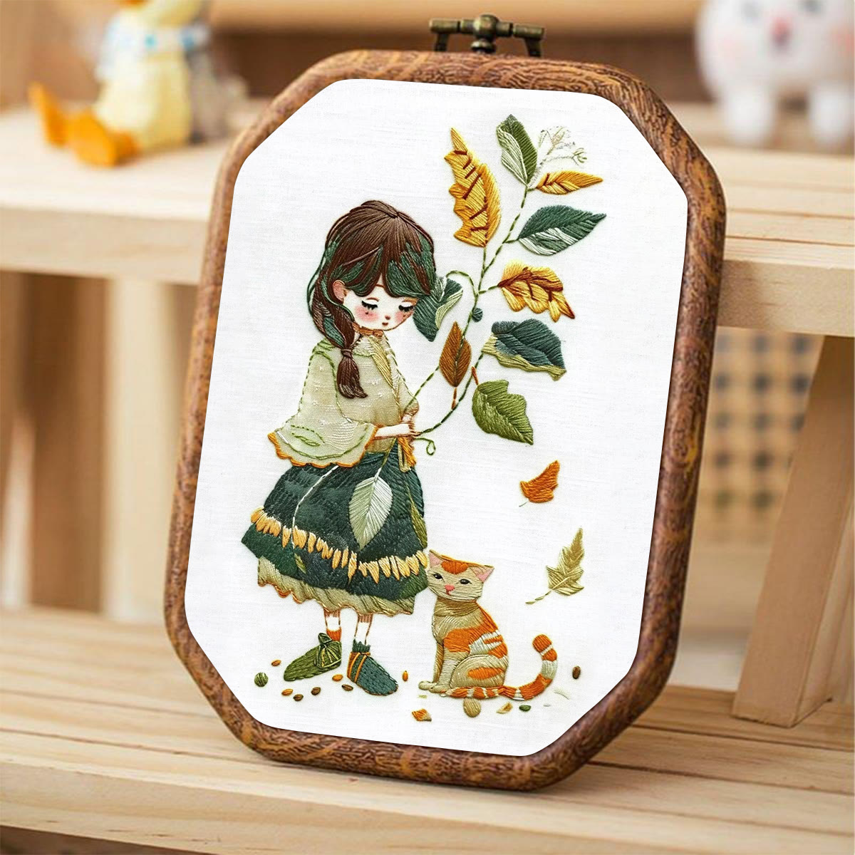 Rubbyoo Embroidery Kit- Leaves Holding Girl - image 4