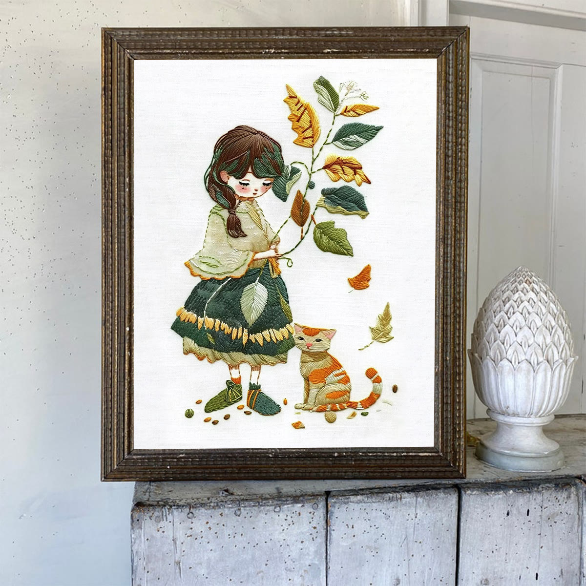 Rubbyoo Embroidery Kit- Leaves Holding Girl - image 6