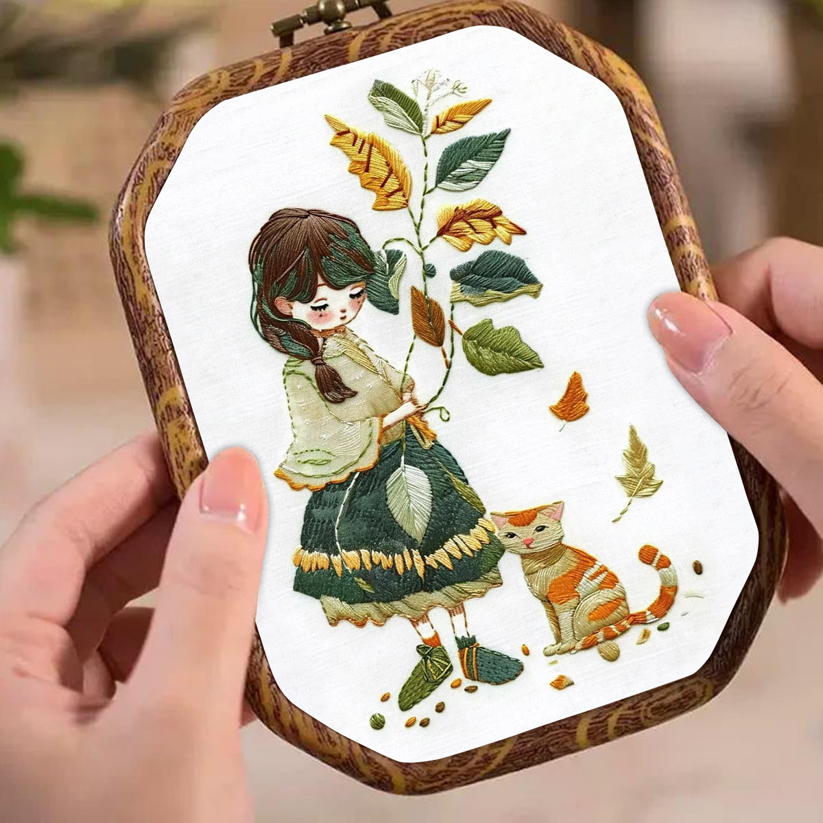 Rubbyoo Embroidery Kit- Leaves Holding Girl - image 5