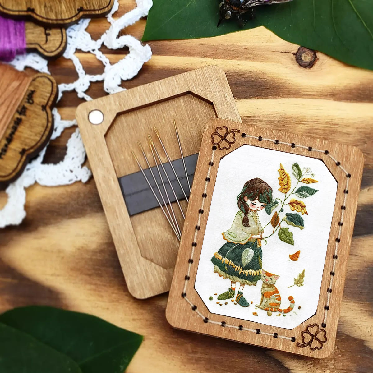 Rubbyoo Embroidery Kit- Leaves Holding Girl - image 7