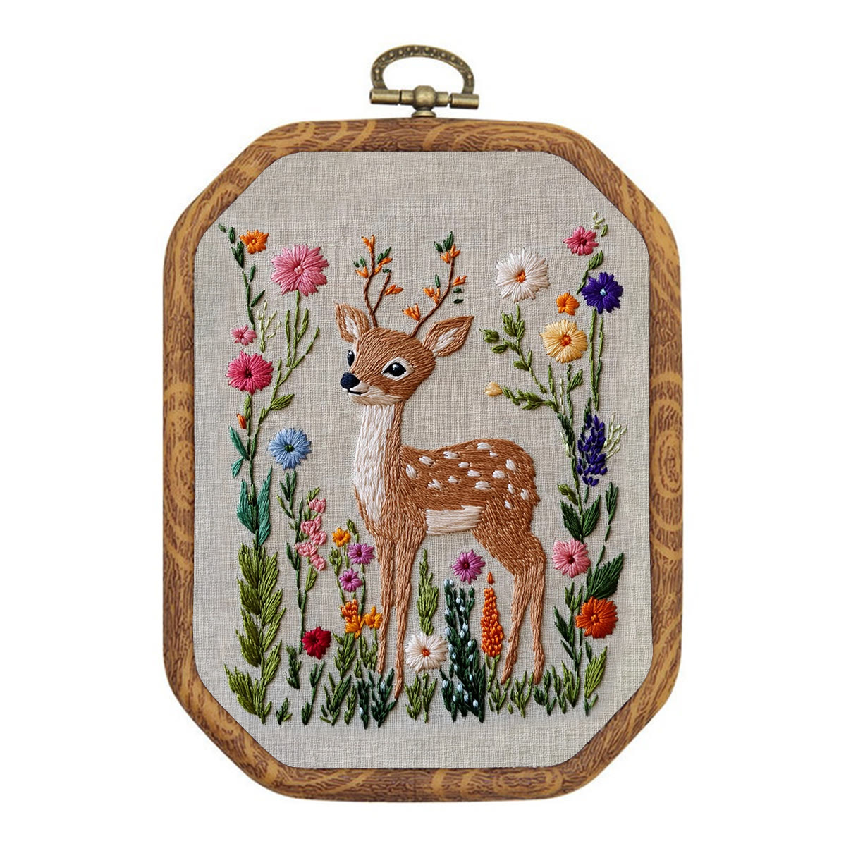 Rubbyoo Embroidery Kit-  Flowers Deer - image 1
