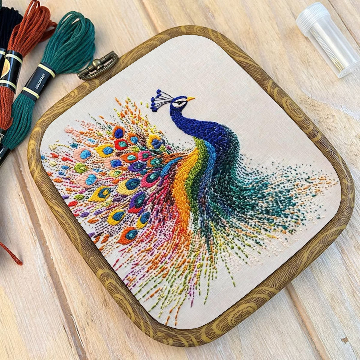 Rubbyoo Embroidery Kit-  Colorful Tail Peacock - image 9