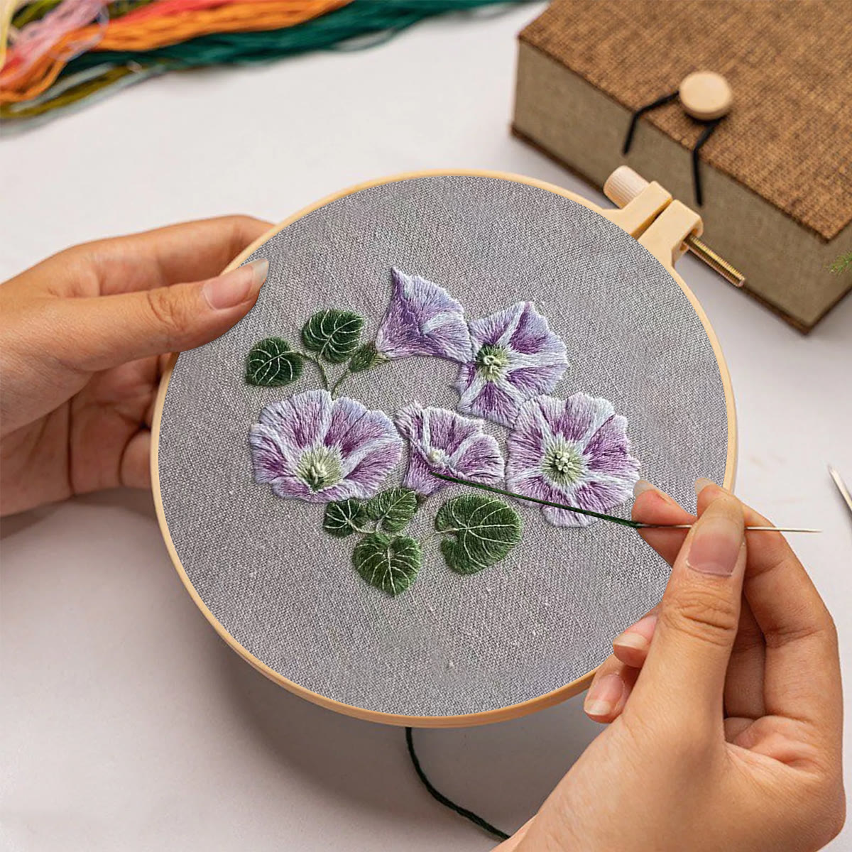 Rubbyoo Embroidery Kit- Mini Purple Hortensia - image 2