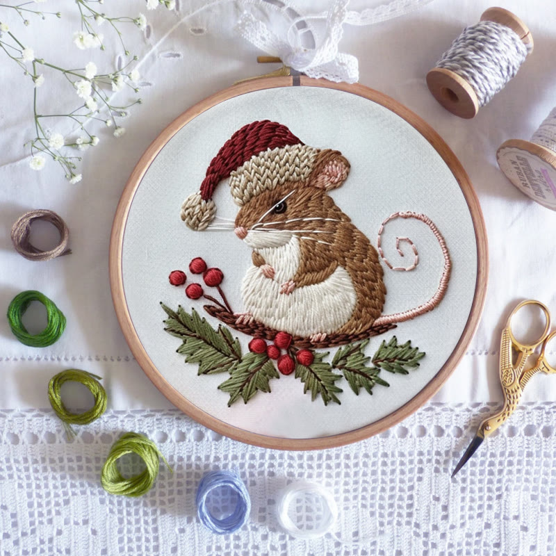 Rubbyoo Embroidery Kit-  Cute Mouse On A Branch - image 5