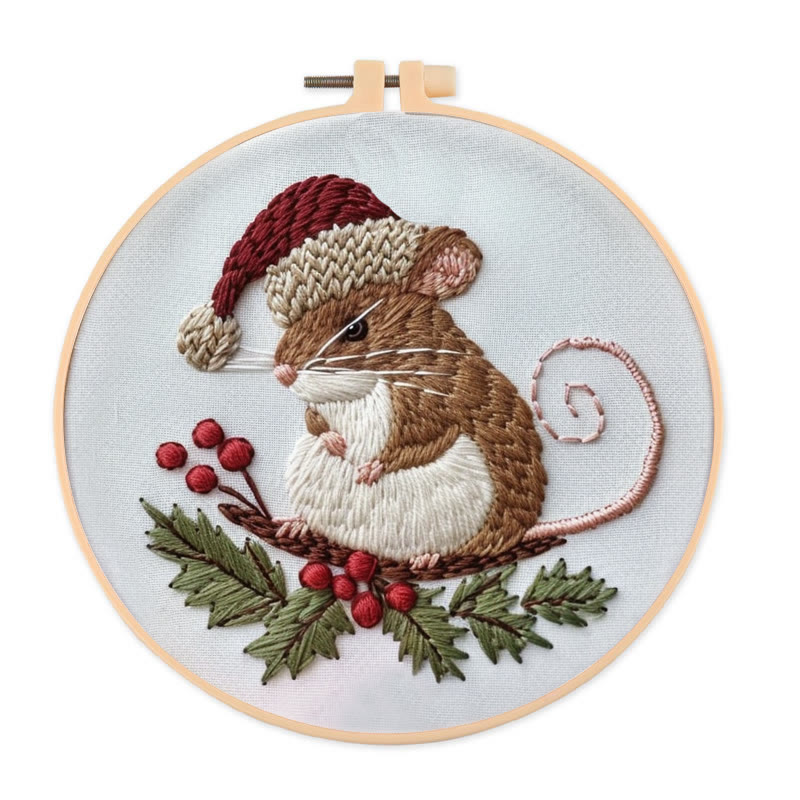 Rubbyoo Embroidery Kit-  Cute Mouse On A Branch - image 1
