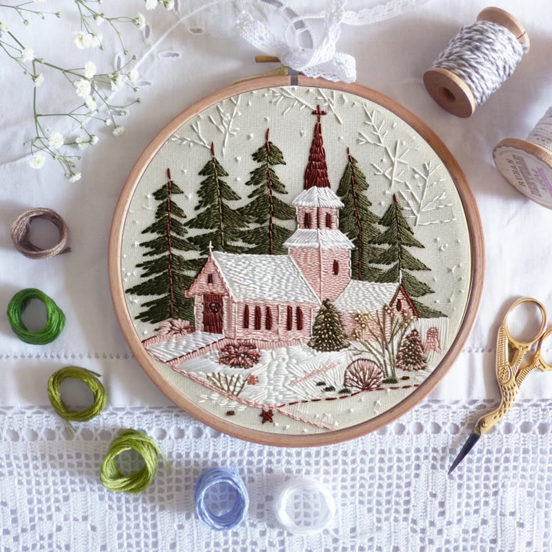 Rubbyoo Embroidery Kit-  Winter Church - image 5