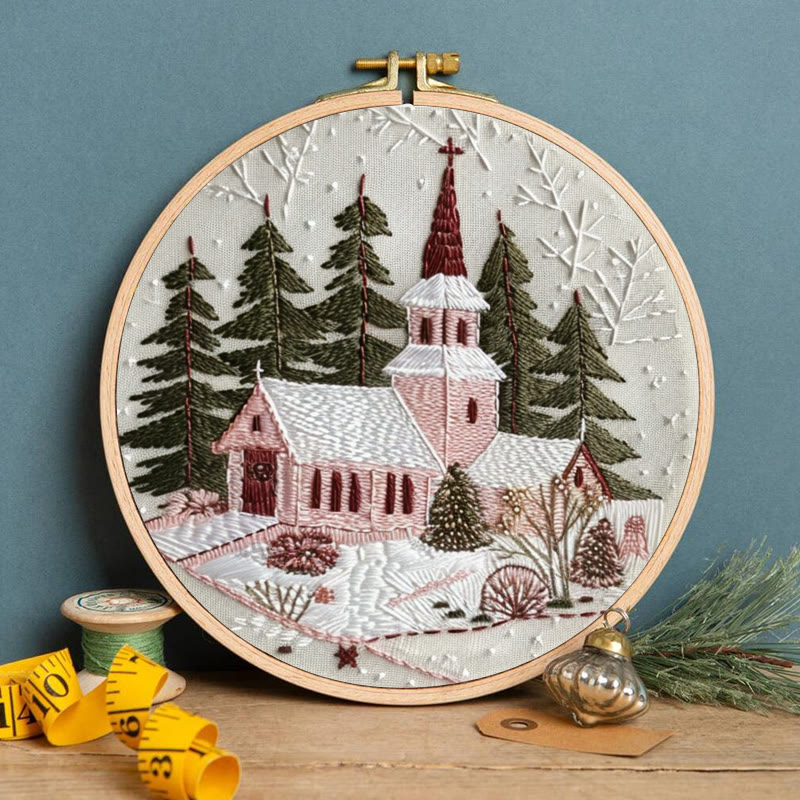 Rubbyoo Embroidery Kit-  Winter Church - image 7