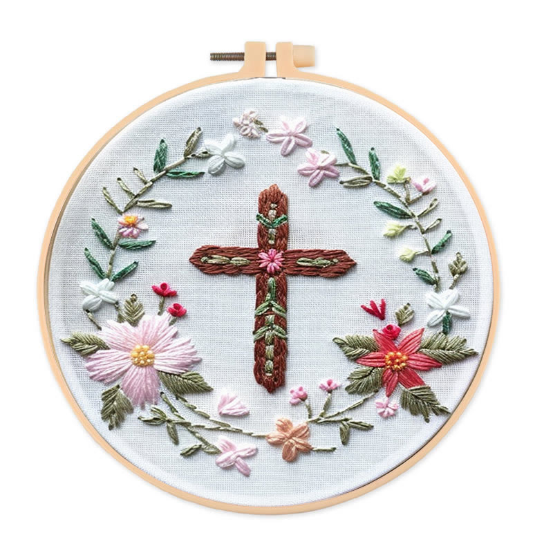 Rubbyoo Embroidery Kit- Floral Cross - image 1