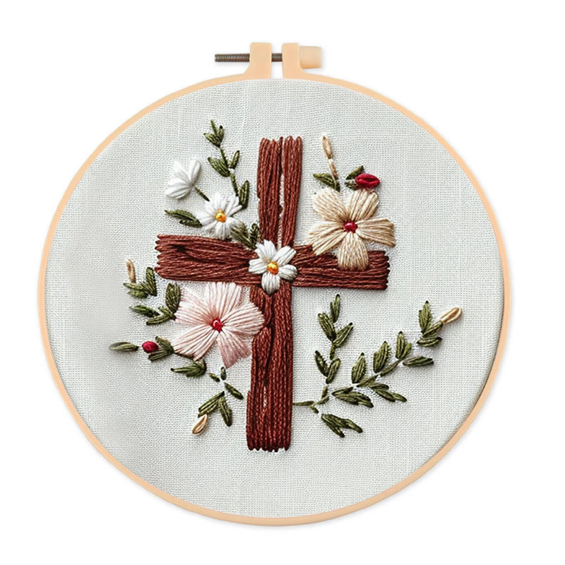 Rubbyoo Embroidery Kit- Floral Cross 2 - image 1