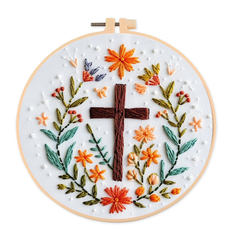 Rubbyoo Embroidery Kit- Floral Cross 3 - image 1