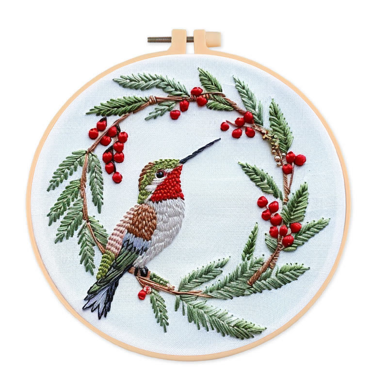Rubbyoo Embroidery Kit- Christmas Hummingbird - image 1