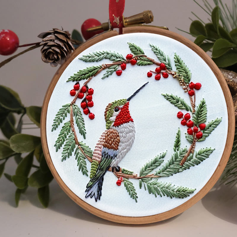 Rubbyoo Embroidery Kit- Christmas Hummingbird - image 2