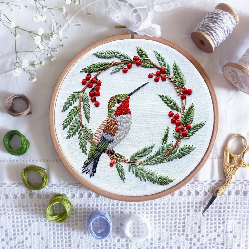 Rubbyoo Embroidery Kit- Christmas Hummingbird - image 6