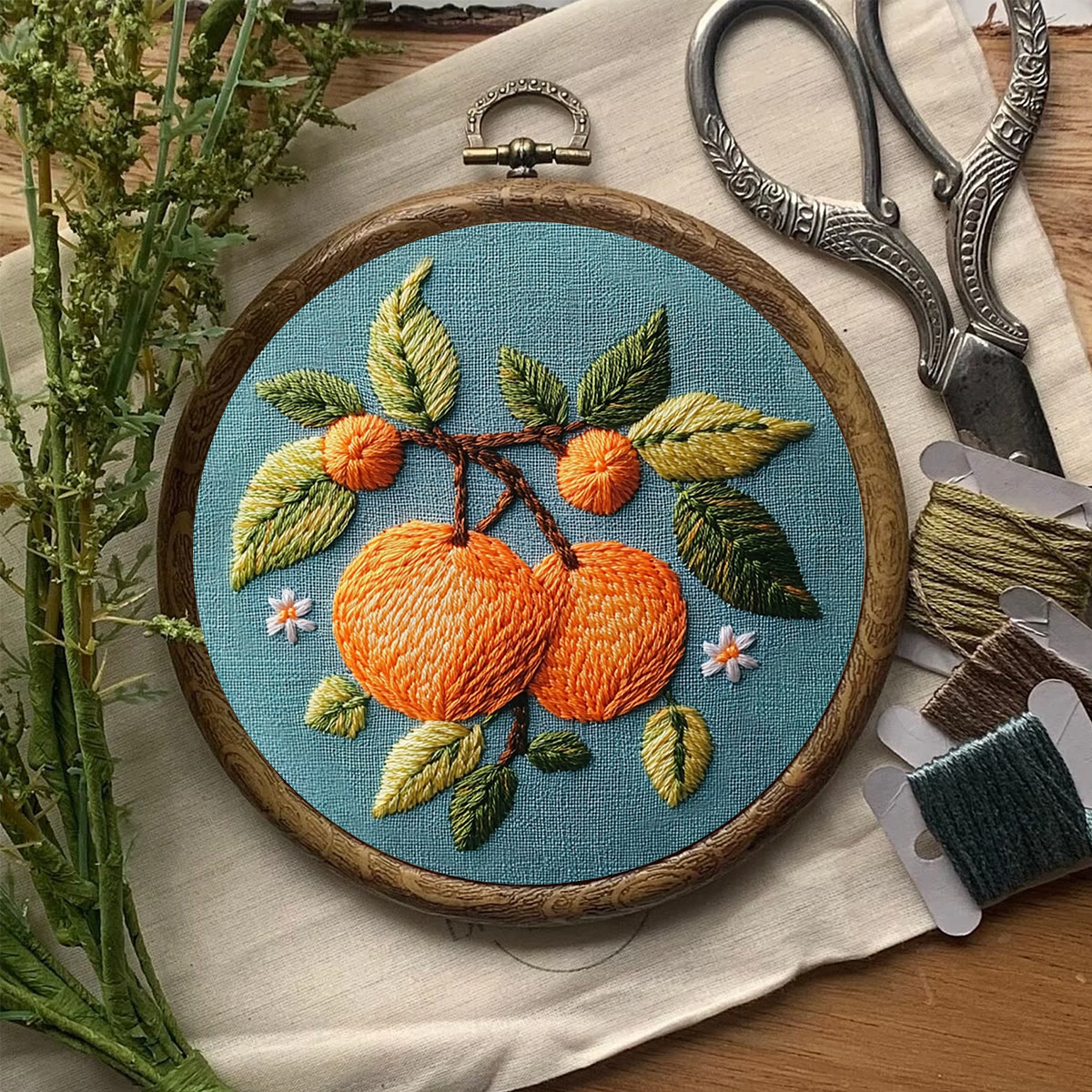 Rubbyoo Embroidery Kit-  Branch Oranges - image 8