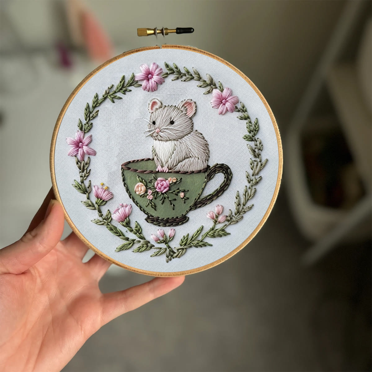 Rubbyoo Embroidery Kit-  Cup Mouse - image 2