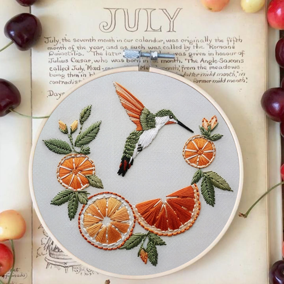 Rubbyoo Embroidery Kit-   Orange Hummingbird - image 3