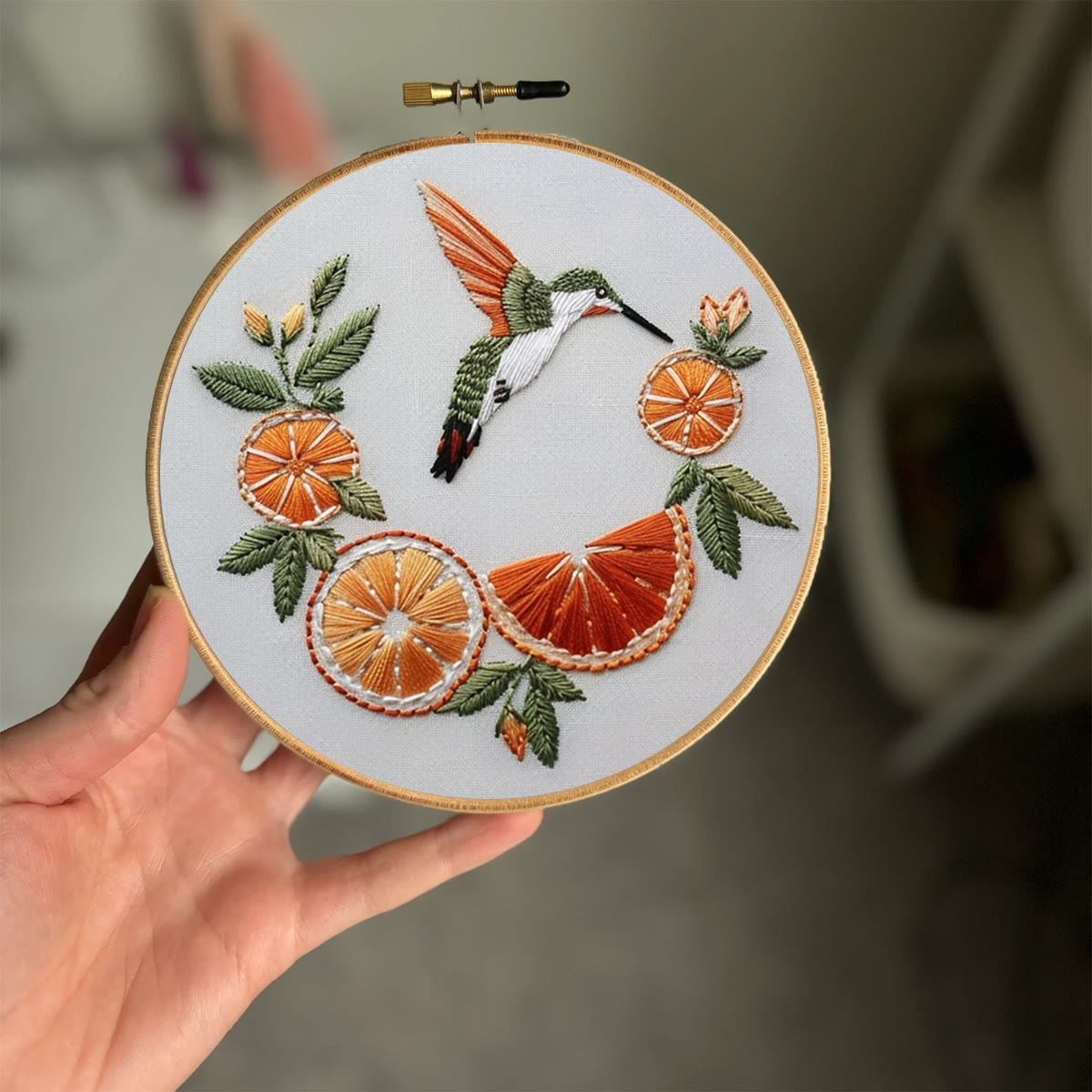 Rubbyoo Embroidery Kit-   Orange Hummingbird - image 2