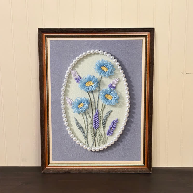 Rubbyoo Embroidery Kit- Pearl Flower Craft Kit Decorative Arts - image 2