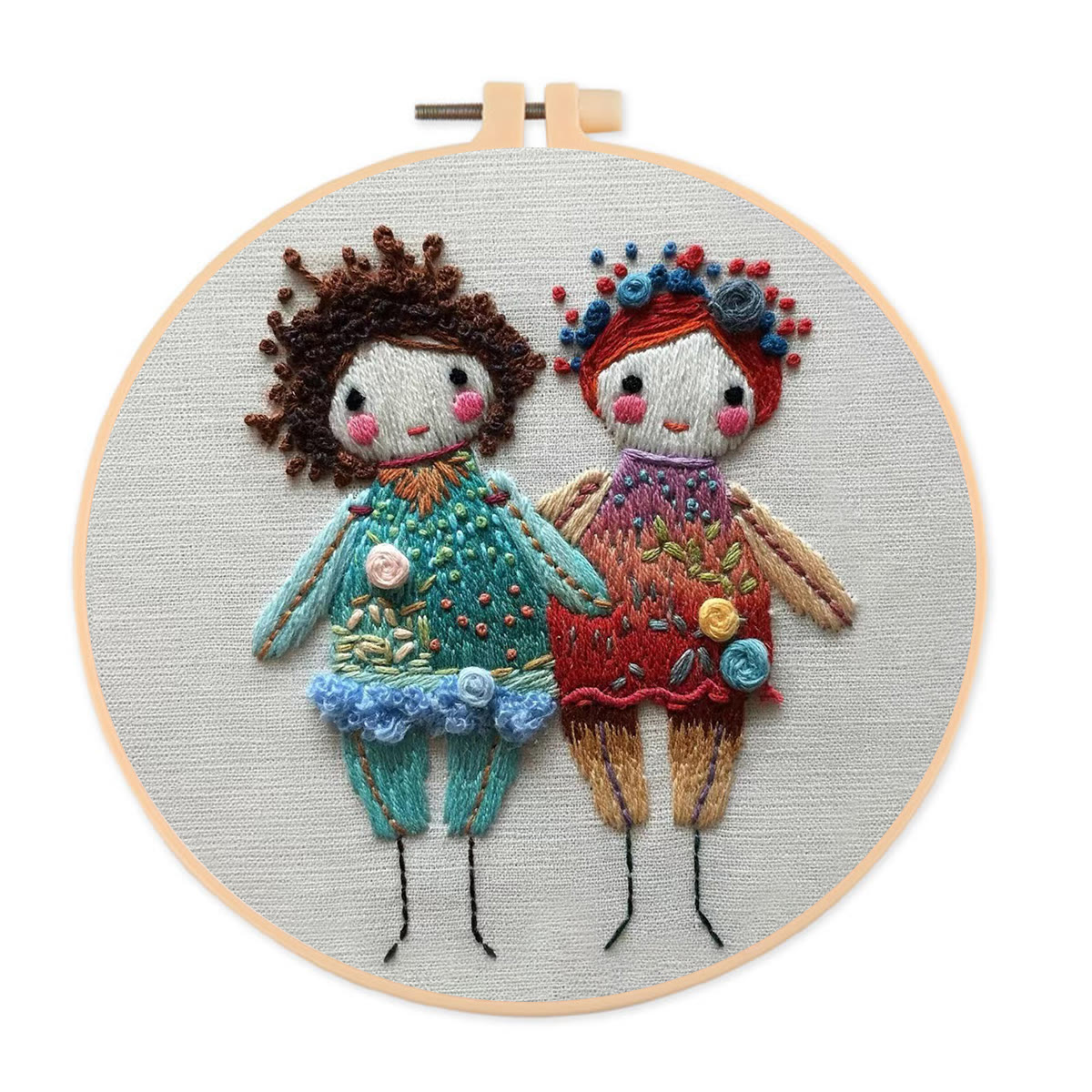 Rubbyoo Embroidery Kit-  Two Cute Doll Girls - image 1