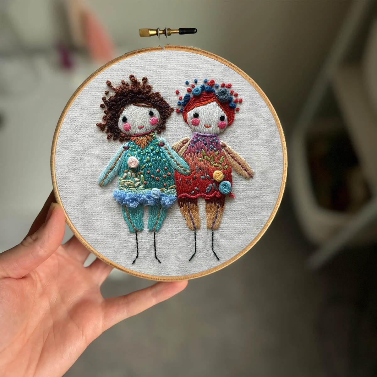 Rubbyoo Embroidery Kit-  Two Cute Doll Girls - image 2