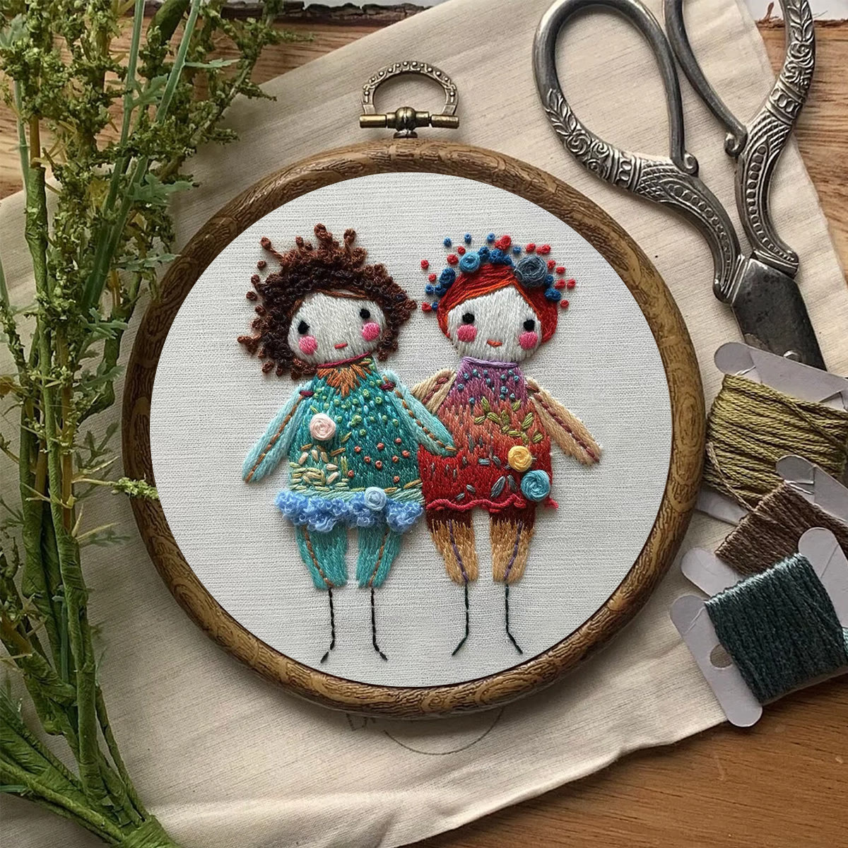 Rubbyoo Embroidery Kit-  Two Cute Doll Girls - image 7