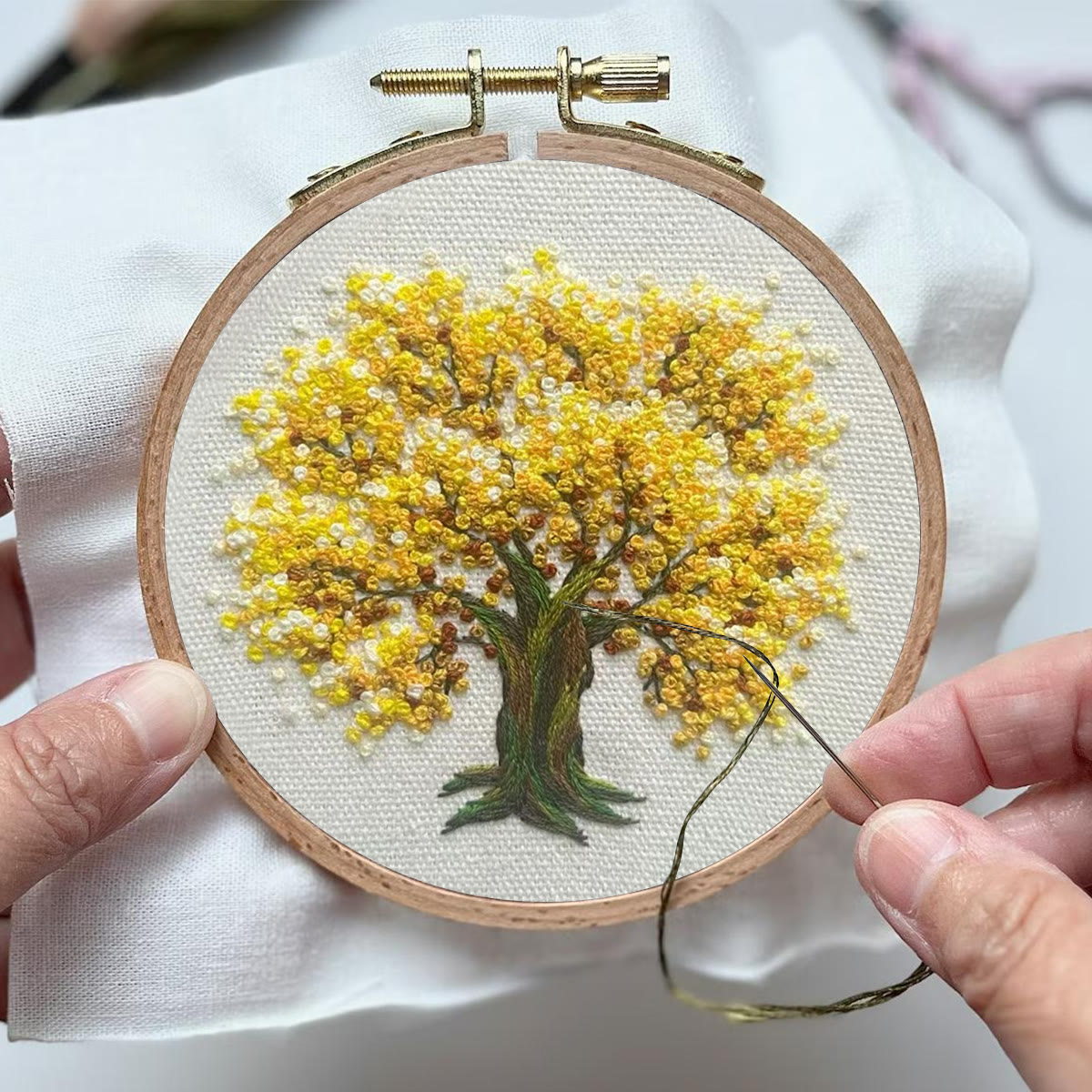 Rubbyoo Embroidery Kit-   Yellow Blooming Tree - image 4