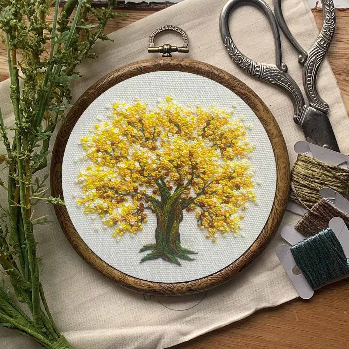 Rubbyoo Embroidery Kit-   Yellow Blooming Tree - image 8