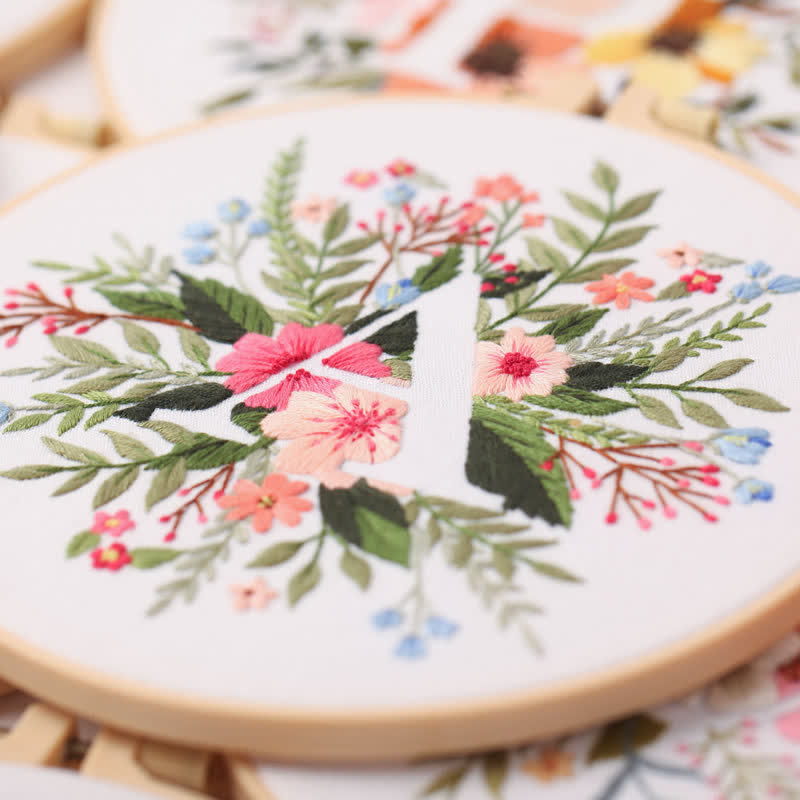 Rubbyoo Embroidery Kit - Floral Letter Pattern  For Craft Lover Hand Stitch - image 1