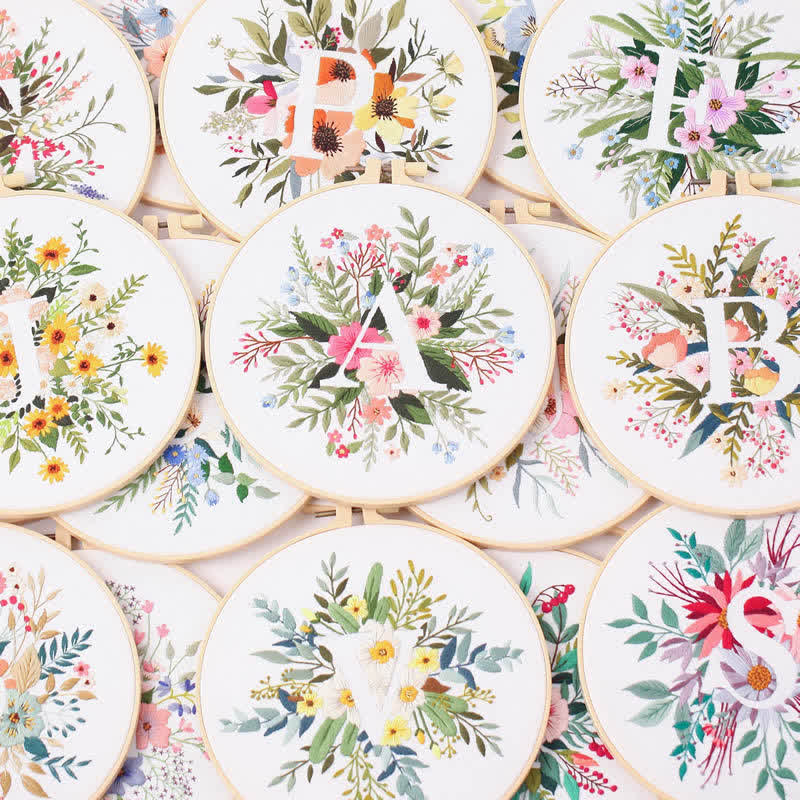 Rubbyoo Embroidery Kit - Floral Letter Pattern  For Craft Lover Hand Stitch - image 3