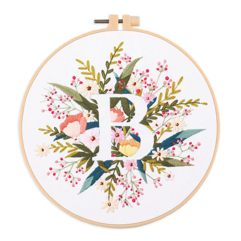 Rubbyoo Embroidery Kit - Floral Letter Pattern  For Craft Lover Hand Stitch - B - image 6