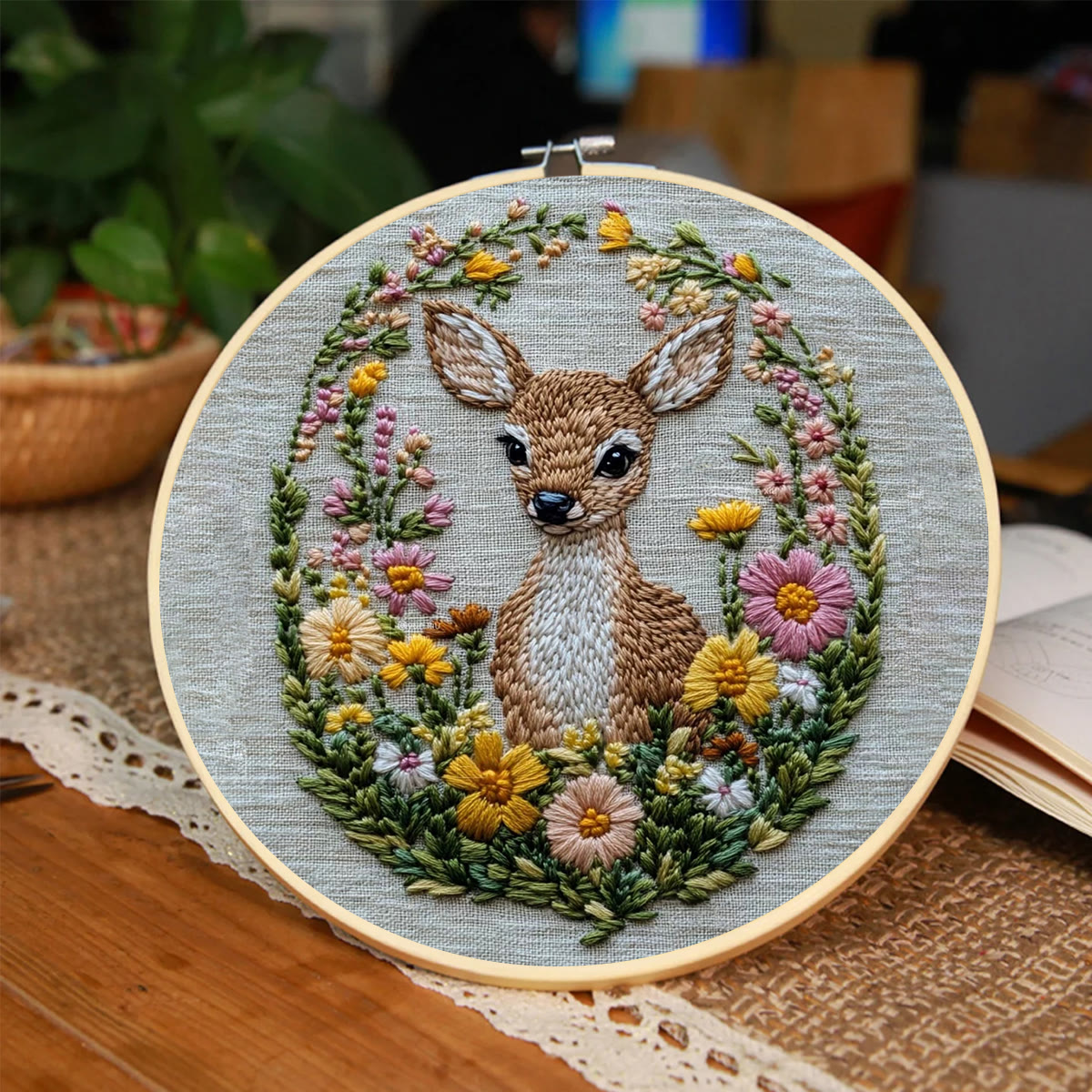 Rubbyoo Embroidery Kit- Flower Deer Diy Craft Kits | For Craft Lover - image 4