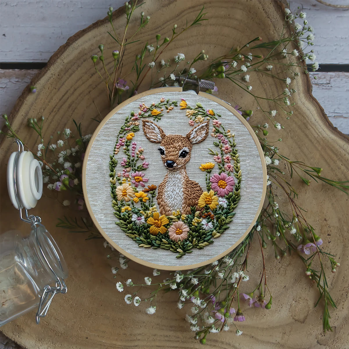 Rubbyoo Embroidery Kit- Flower Deer Diy Craft Kits | For Craft Lover - image 5