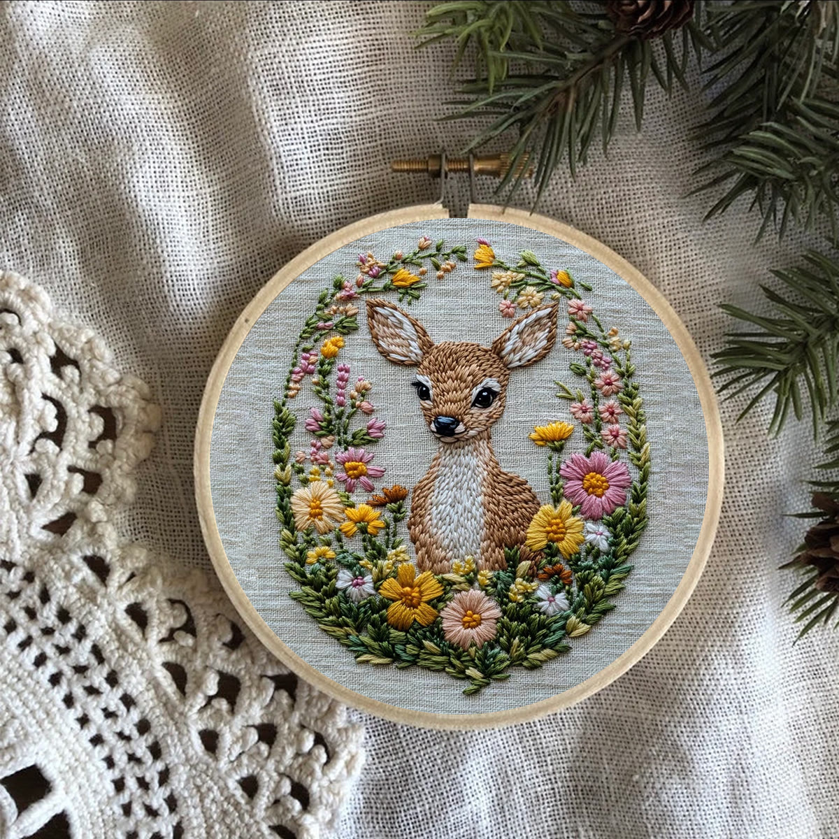 Rubbyoo Embroidery Kit- Flower Deer Diy Craft Kits | For Craft Lover - image 7