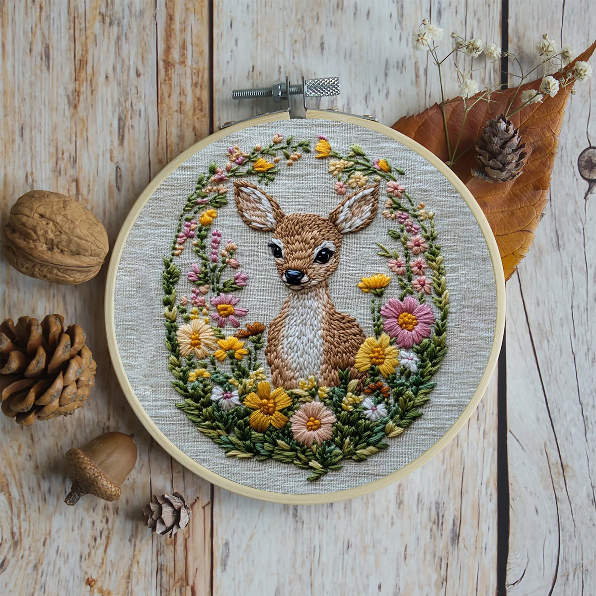 Rubbyoo Embroidery Kit- Flower Deer Diy Craft Kits | For Craft Lover - image 6