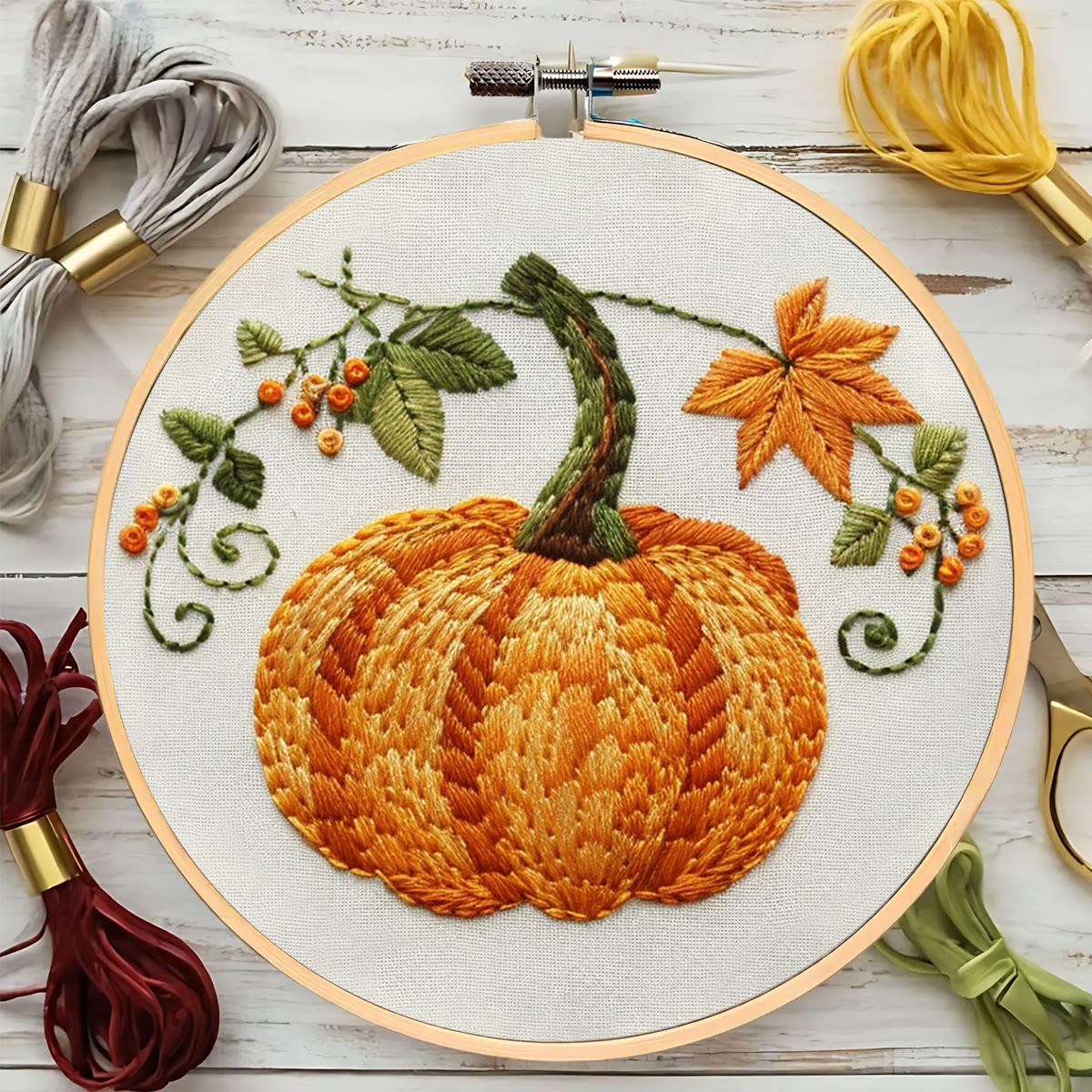 Rubbyoo Embroidery Kit- Pumpkin Easy  Embroidery Kit For Beginners | Cozy Crafts - image 7