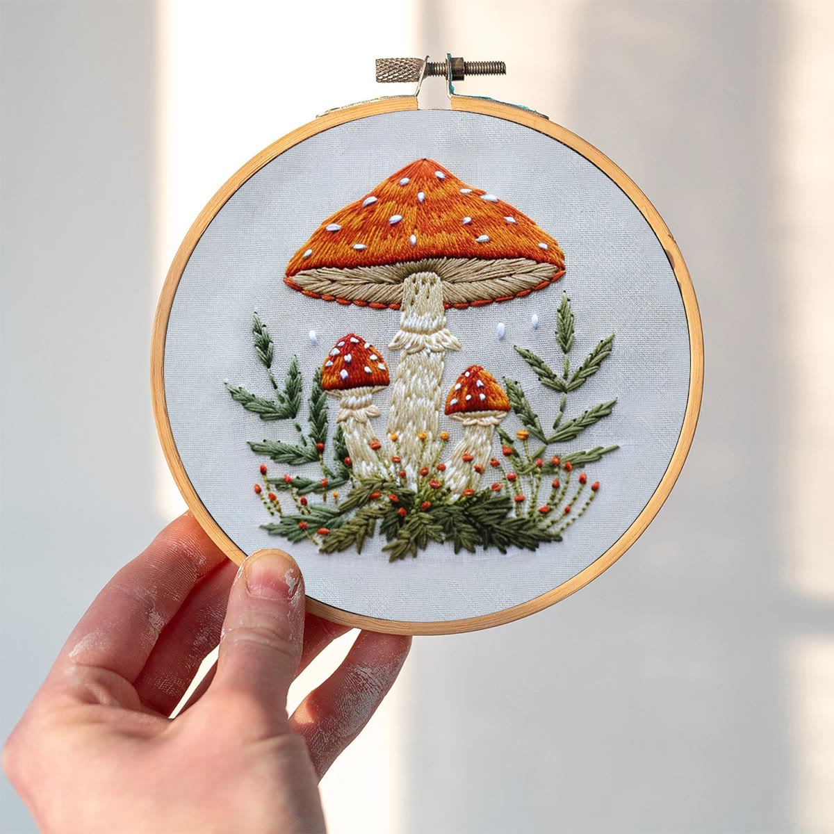 Rubbyoo Embroidery Kit- Mushrooms  Easy  Embroidery Kit For Beginners | Autumn Crafts - image 2